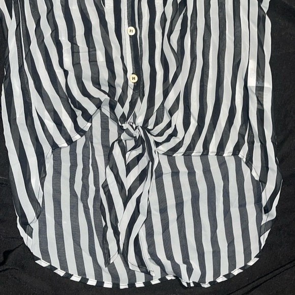 New Guess Black White Sleeveless Chiffon Sheer Top Cover up S - Picture 4 of 7